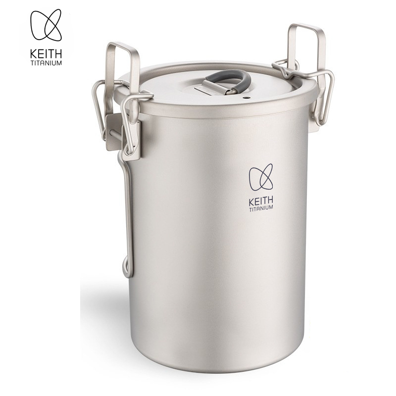 Camping Hiking Cooking - KEITH หม้อหุงข้าวไทเทเนียมบริสุทธิ์, หม้อหุงข้าวแบบพกพาขนาด 900 มล., หม้อหุงข้าวอเนกประสงค์สำหรับตั้งแคมป์กลางแจ้งสำหรับการเดินป่า