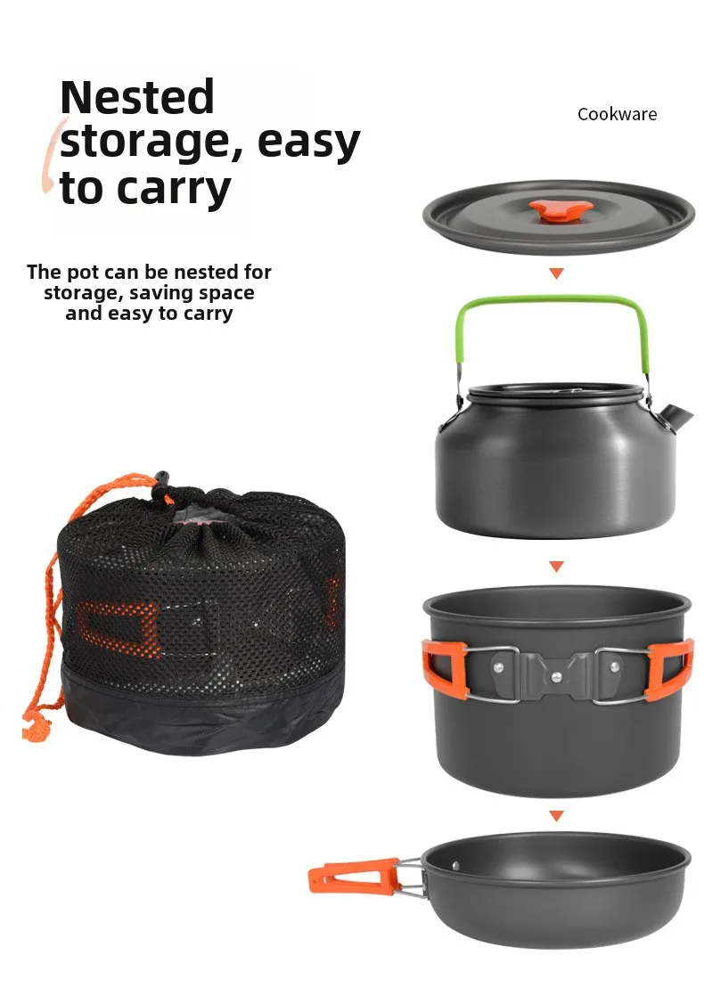 Camping Cooking Set Ds 308 - ชุดเครื่องครัวสำหรับทำอาหารกลางแจ้ง DS-308 ขนาดใหญ่ จุได้เยอะ พับเก็บได้ พกพาสะดวก
