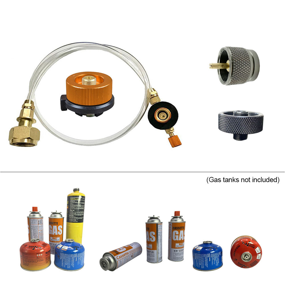 Camping Cooking Butane - อะแดปเตอร์เติมแก๊สสำหรับตั้งแคมป์กลางแจ้ง, อะแดปเตอร์เติมแก๊สเชื่อมต่อกับถังแก๊สหัวถังทรงกระบอกอุปกรณ์เสริมตัวแปลงวาล์ว