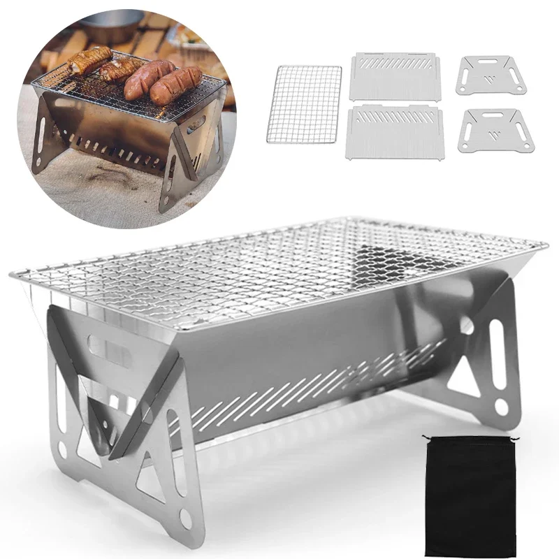 Camping Cooking Range - เตาตะแกรงย่างบาร์บีคิวปิ้งบาร์บีคิวเตาไม้เครื่องใช้ในครัวปิ้งบาร์บีคิวเตาตั้งแคมป์แบบอเนกประสงค์