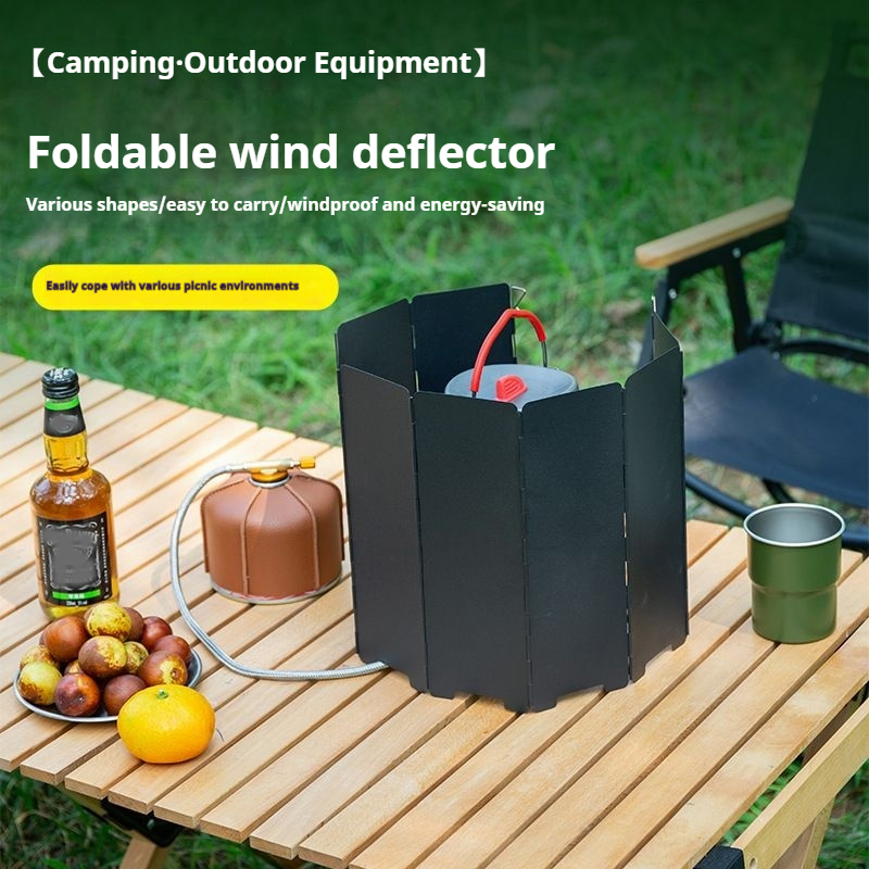 Camping Cooking Windscreen - แผ่นกันลมเตาแก๊ส 10 แผ่น สำหรับตั้งแคมป์ปิกนิกกลางแจ้ง ป้องกันลม ทำจากอลูมิเนียมอัลลอย