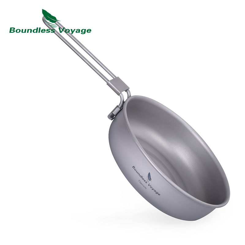 Camping Cooking Range - Boundless Voyage Ultra-Light ไทเทเนียมกระทะกับจับพับกลางแจ้ง Camping Skillet