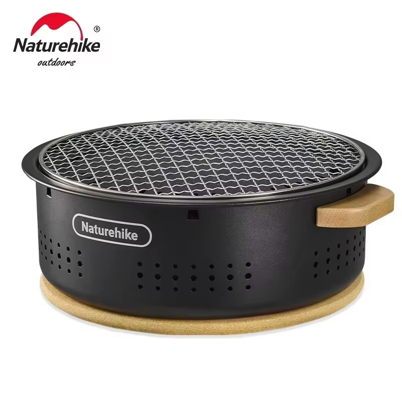 Camping Cooking Range - Naturehike Cool Camping Gear แผ่นเหล็กบาร์บีคิวกลางแจ้งรอบโต๊ะย่างบาร์บีคิวแบบพกพาเตาคาร์บอนเตาย่างถ่าน