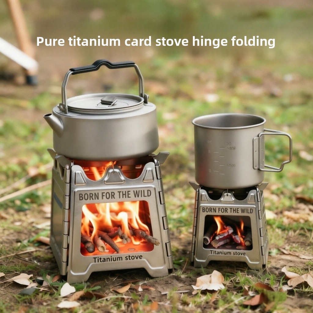 Camping Cooking Wood Stove - เตาไม้พับได้ขนาดกะทัดรัด TiForge สำหรับทำอาหารกลางแจ้ง แคมป์ปิ้ง ปิกนิก อุปกรณ์และเครื่องมือแคมป์ปิ้ง