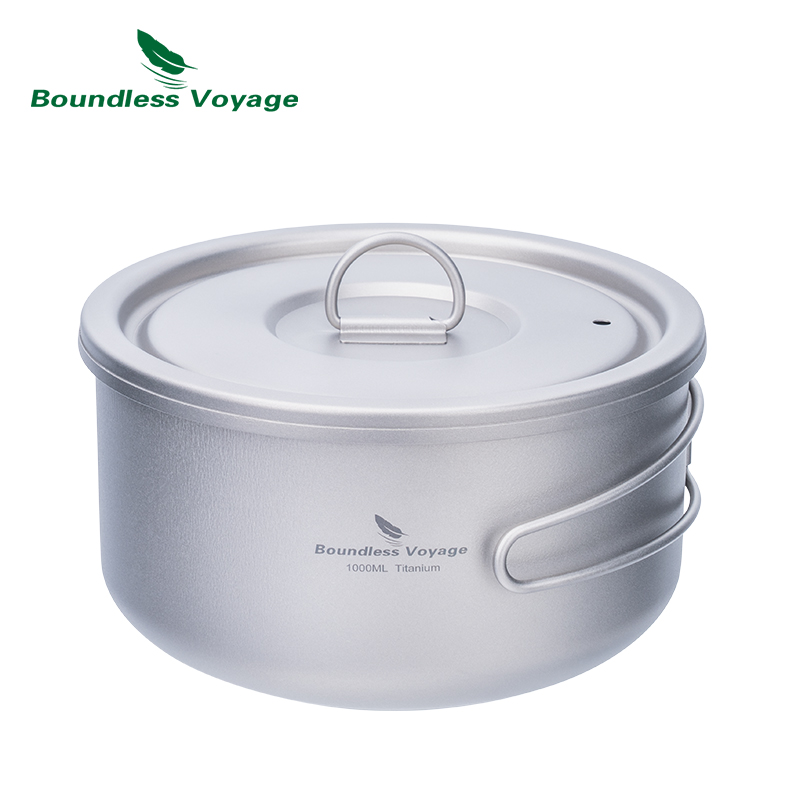 Camping Hiking Cooking - Boundless Voyage ไทเทเนียม Camping หม้อพร้อมฝาปิด Ultralight