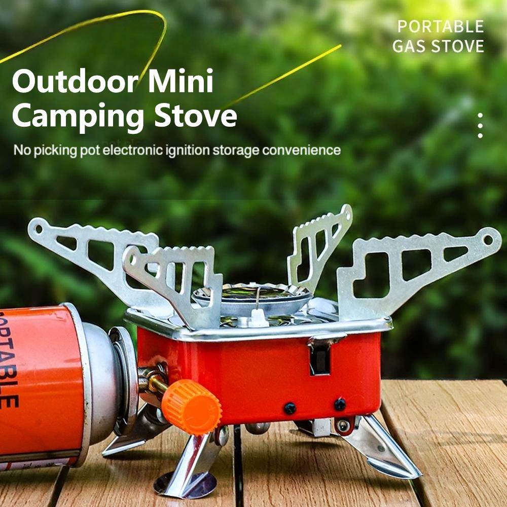 Camping Cooking Hob - เตาแก๊สพกพาสำหรับตั้งแคมป์ พับเก็บได้ ทนลม น้ำหนักเบาพิเศษ เตาแก๊สแบบพกพาสำหรับแคมป์ปิ้ง