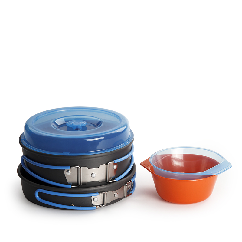 Camping Cooking Kits - เครื่องครัวตั้งแคมป์แบกเป้หม้อแพนชามชุดหม้อกลางแจ้งชุดทําอาหารบนโต๊ะอาหารอุปกรณ์ปิกนิกเดินป่า