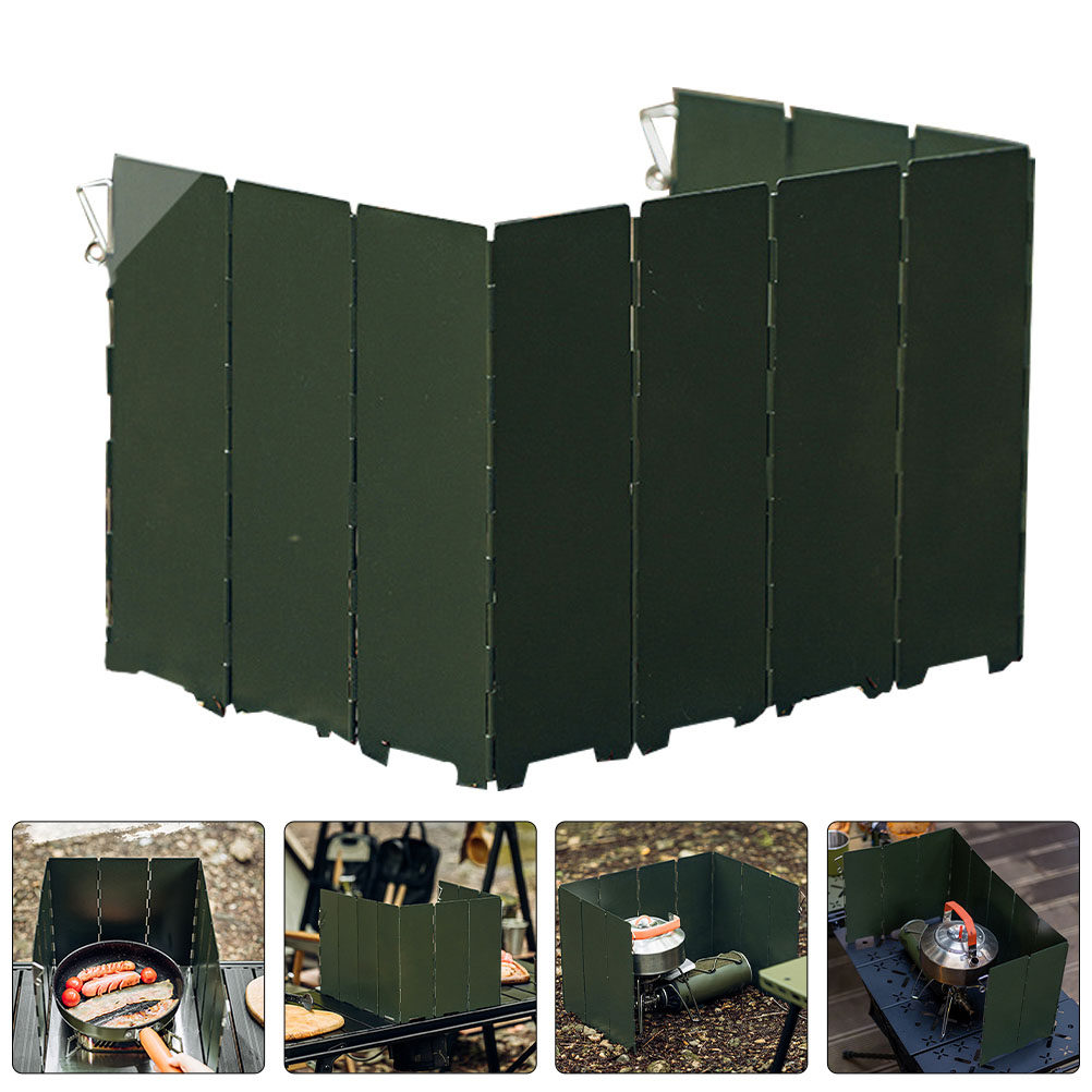 Camping Cooking Windscreen - แผ่นบังลมพับได้แข็งแรงสำหรับเตาแก๊ส น้ำหนักเบา พกพาสะดวก อุปกรณ์กันลมสำหรับเตาแก๊ส ใช้สำหรับทำอาหารกลางแจ้ง ป้องกันลม