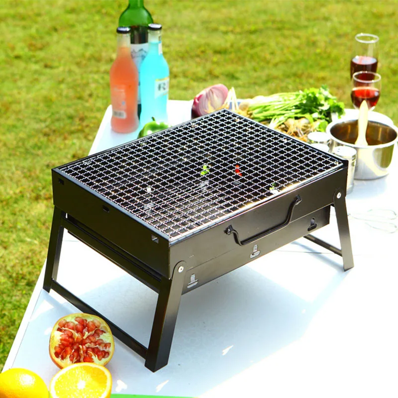 Camping Cooking Roll - ชุดอุปกรณ์ปิ้งย่างสแตนเลสขนาดเล็ก สีดำ สำหรับทำอาหารนอกบ้าน ตั้งแคมป์ ปิกนิก ชายหาด