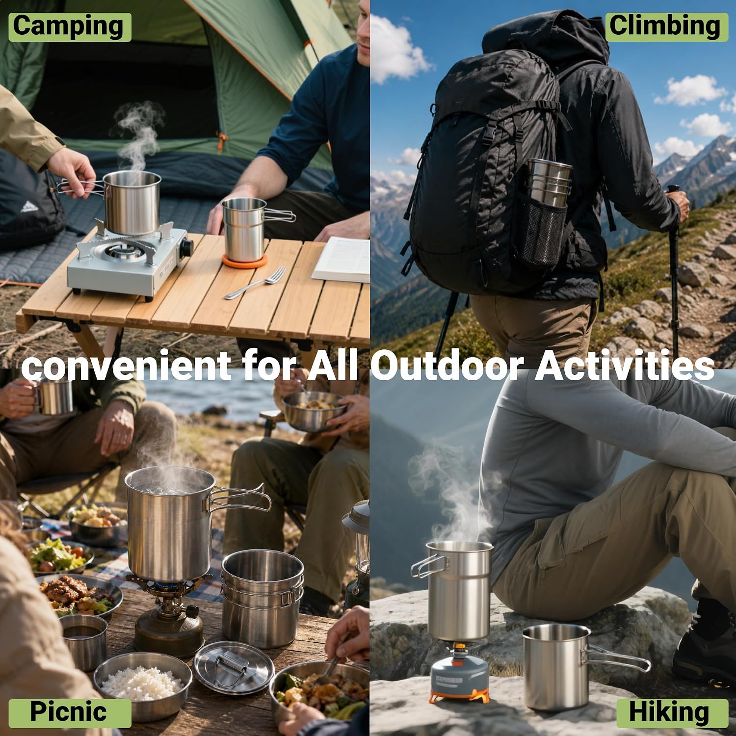 แก้วพับได้สำหรับแคมป์ปิ้ง หม้อ - Camping Cooking Set บทวิจารณ์และราคา