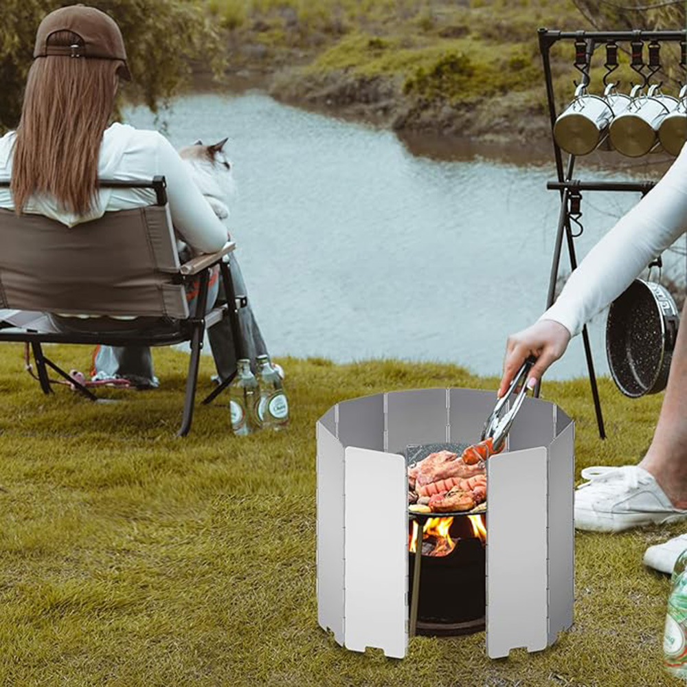 แผ่นบังลมเตาแก๊สพับได้น้ำหนักเ - Camping Cooking Windscreen บทวิจารณ์และราคา