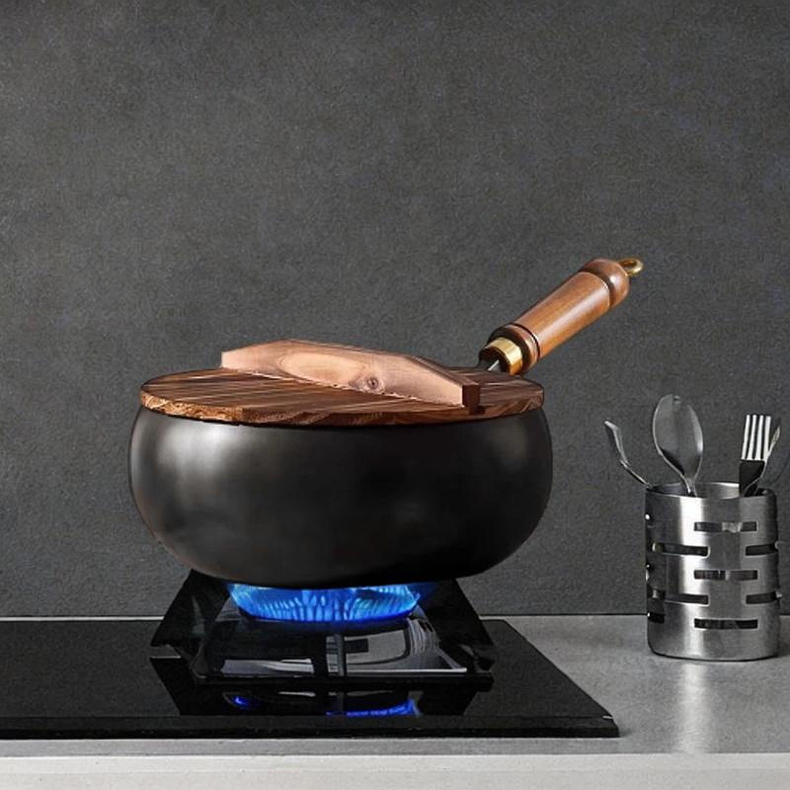 ไม่เคลือบกระทะกระทะจีนฝาไม้เดื - Camping Cooking Wok บทวิจารณ์และราคา