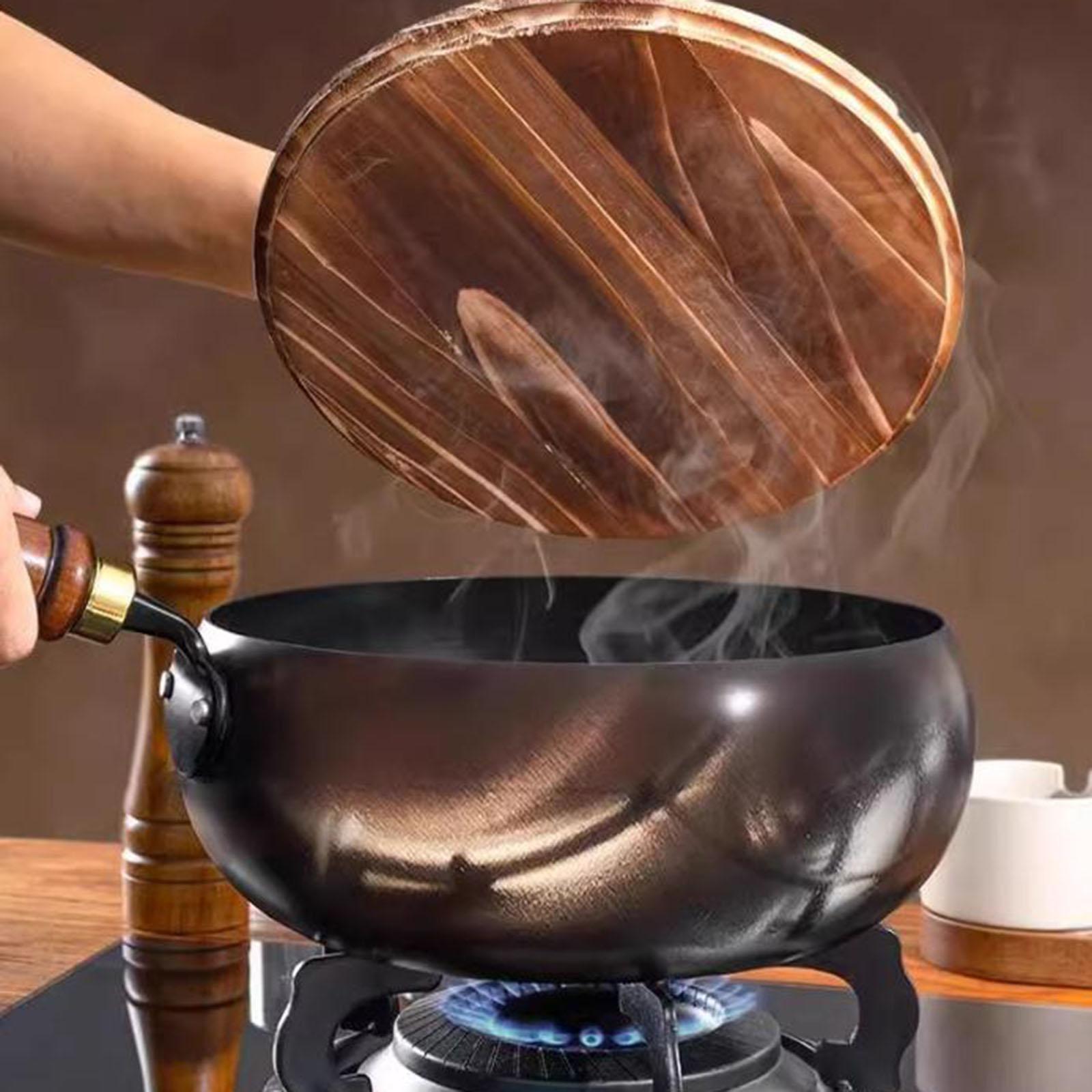 ไม่เคลือบกระทะกระทะจีนฝาไม้เดื - Camping Cooking Wok บทวิจารณ์และราคา
