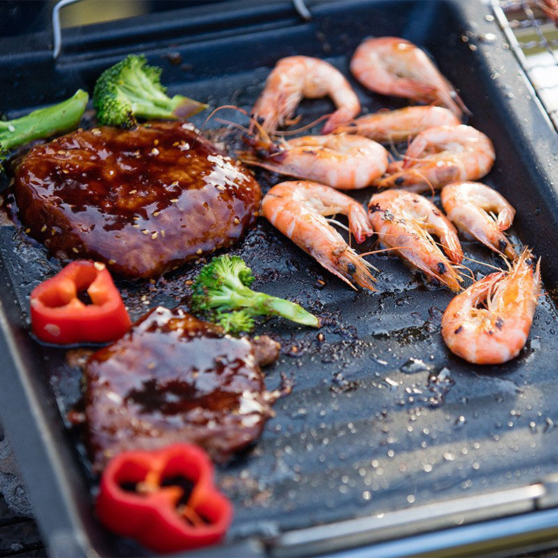กระทะย่างทรงสี่เหลี่ยมหนาสำหรั - Camping Hiking Cooking บทวิจารณ์และราคา