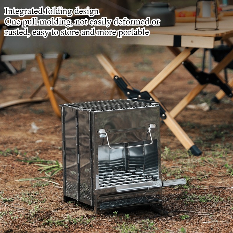 เตาบาร์บีคิวสแตนเลสแบบพับได้ น - Camping Cooking Wood Stove บทวิจารณ์และราคา