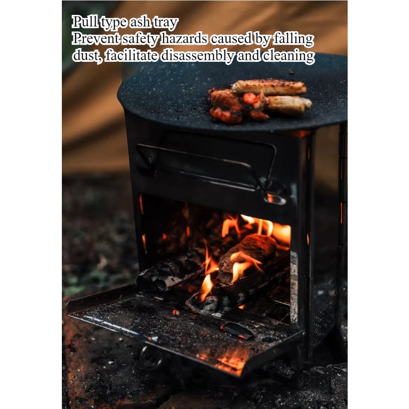 เตาบาร์บีคิวสแตนเลสแบบพับได้ น - Camping Cooking Wood Stove บทวิจารณ์และราคา