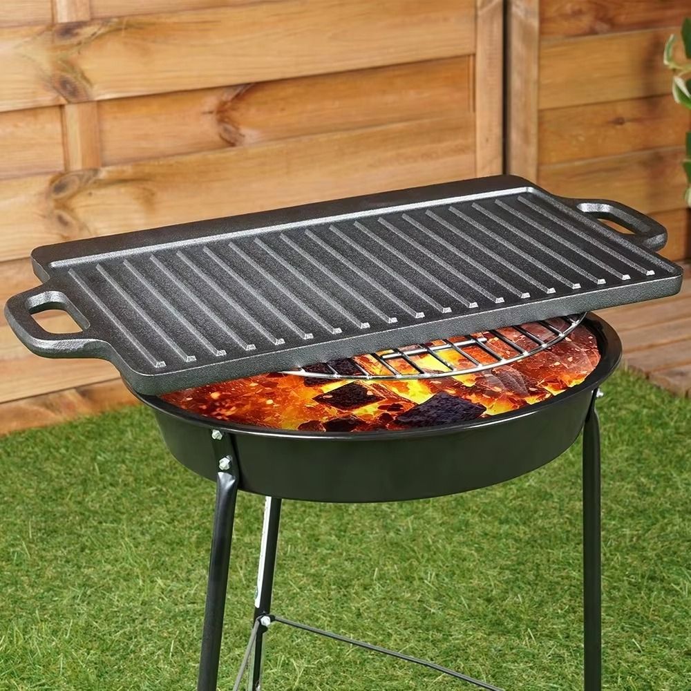 กระทะเหล็กหล่อสองด้าน รูปทรงสี - Camping Cooking Range บทวิจารณ์และราคา