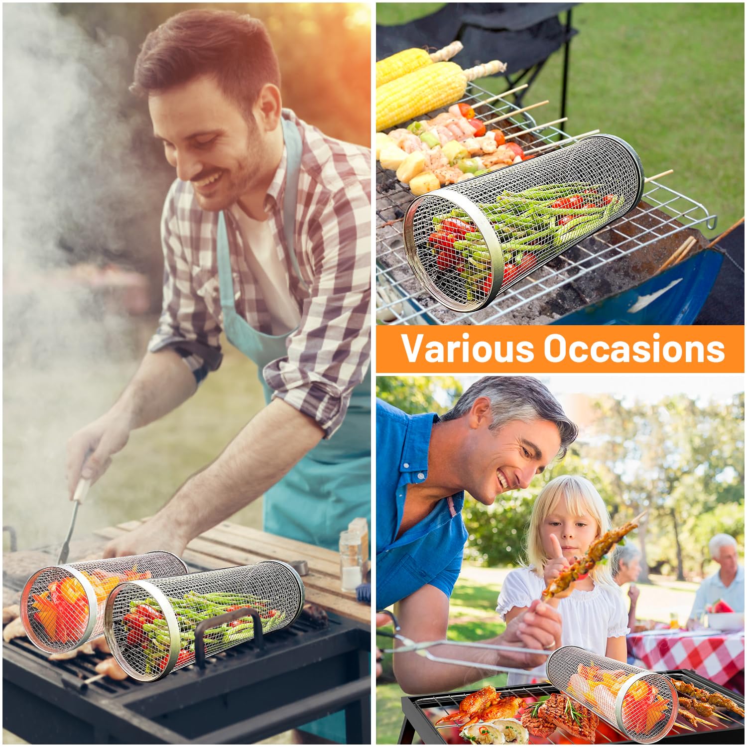 2 ชิ้น Rolling ย่างตะกร้าสําหร - Camping Cooking Roll บทวิจารณ์และราคา