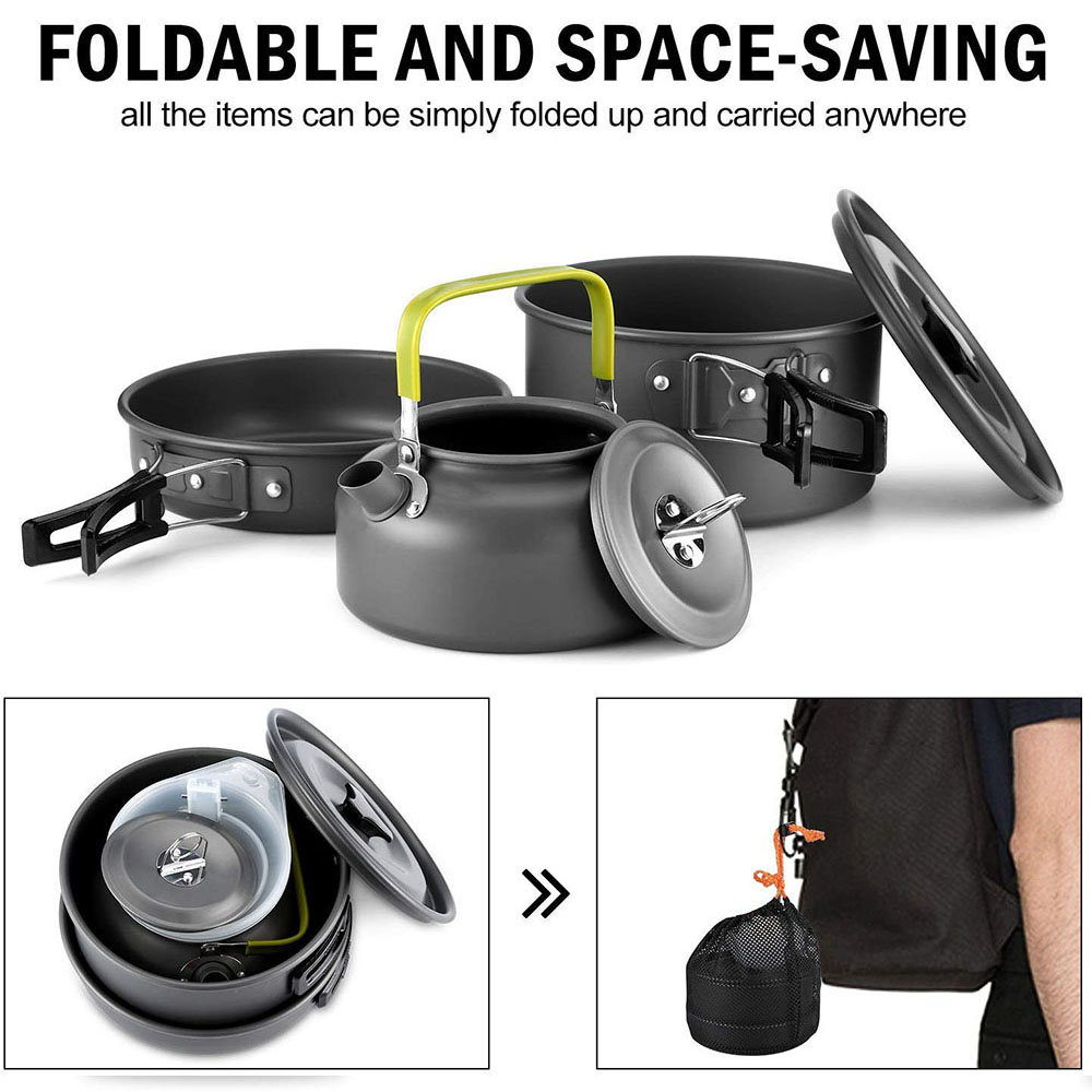 ชุดเครื่องครัวสำหรับตั้งแคมป์ก - Camping Cooking Pan Set บทวิจารณ์และราคา