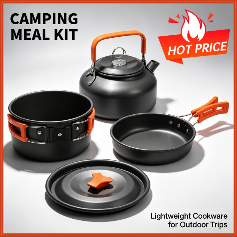 ชุดอุปกรณ์ทำอาหารสำหรับตั้งแคม - Camping Cooking Pan Set บทวิจารณ์และราคา